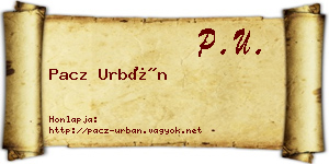 Pacz Urbán névjegykártya